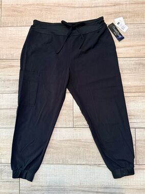 Cuddl Duds Black Scrub Pants Antimicrobial Stretch Women’s Large Petite NWT
